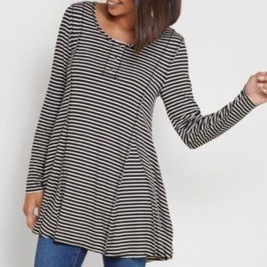 ModCloth Fervour Henley tunic navy & white striped sz XS
